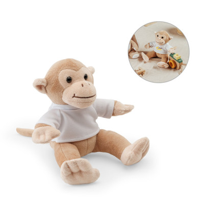 MONKY. Peluche em formato de macaco com t-shirt